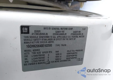 2008 Chevrolet Silverado 2500Hd Work Truck z USA, uszkodzony, nr VIN 1GCHK29648E162566